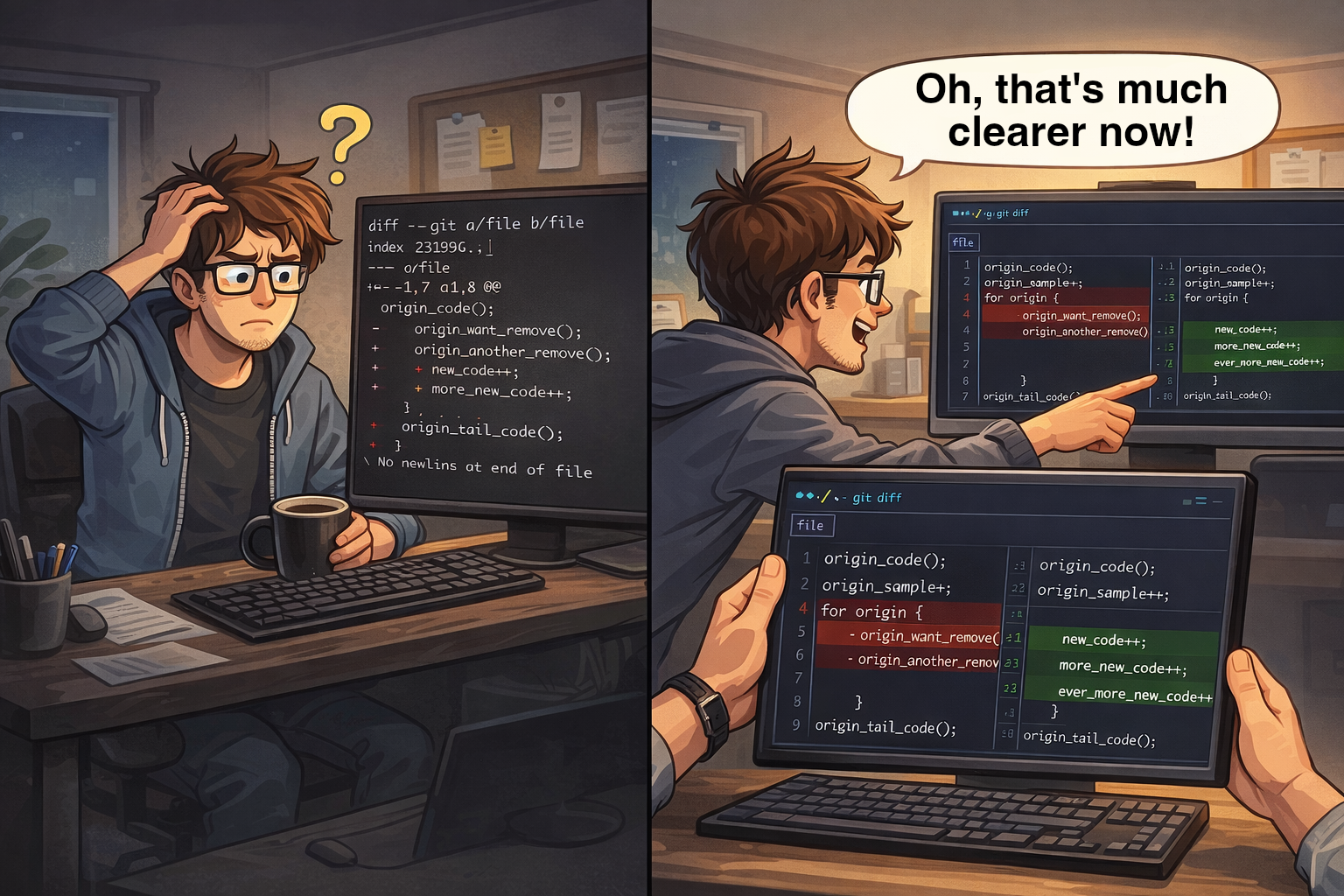 Git in the terminal is convenient. Just set it up in 60 seconds